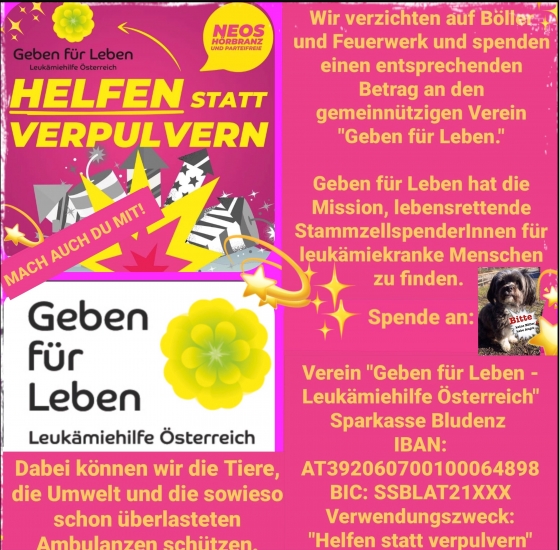 Helfen statt Verpulvern - Neos Hörbranz