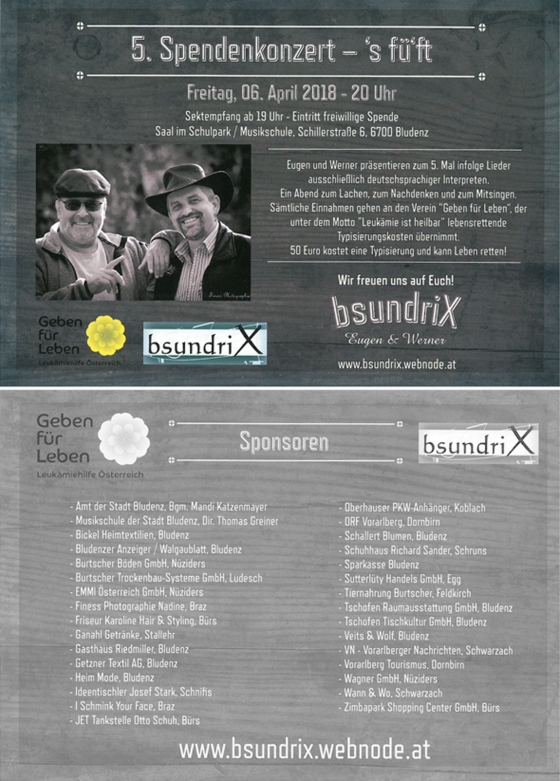 Benefizkonzert Bsundrix: s'füft!