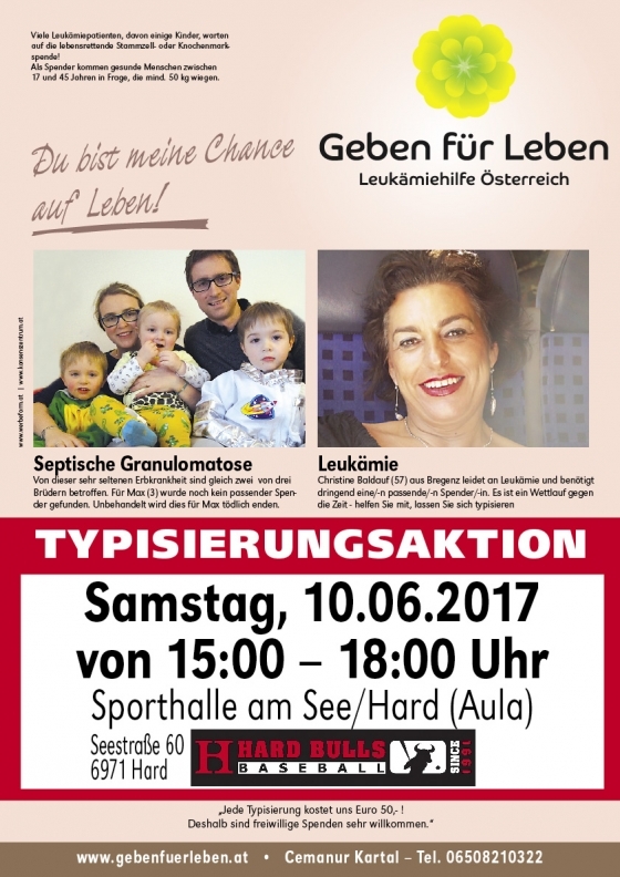 Typisierungsaktion der Baseballer für Max (3) und Christine (57)