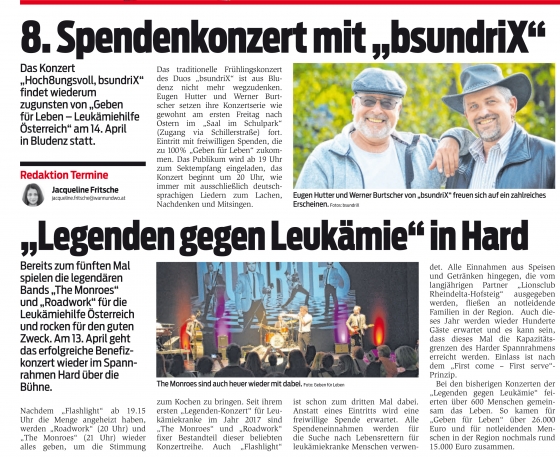 Konzertwoche mit Spitzenbands in Vorarlberg