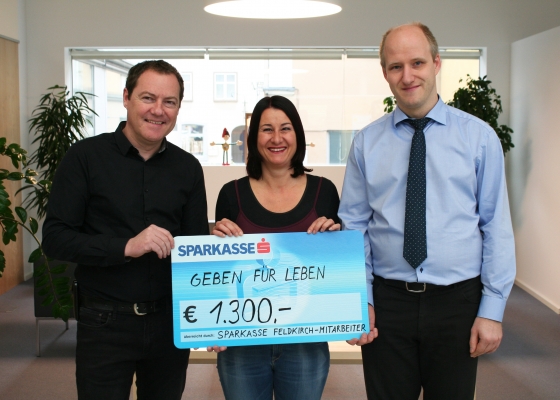 € 1.300,- durch Mitarbeiter der Sparkasse Feldkirch