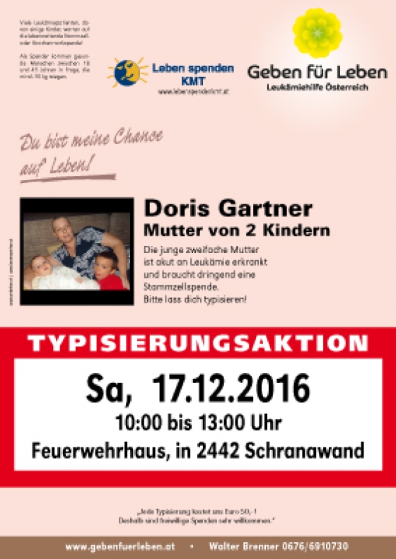 Typisierungsaktion am 17.12.2016 in Schranawand/NÖ
