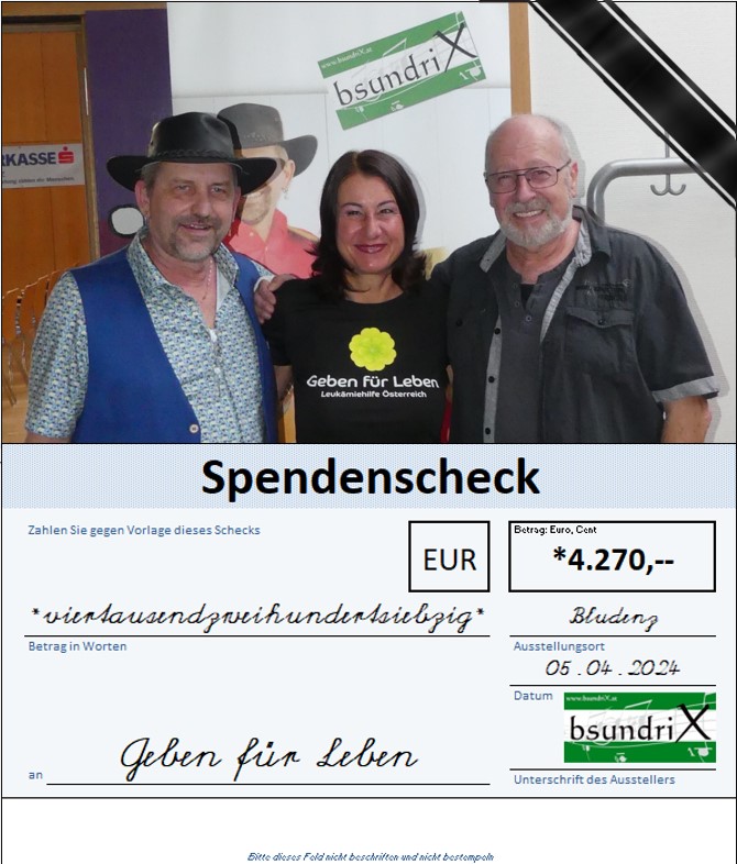 € 4.270 durch Benefizkonzert von bsundrix u. Abschied von Werner