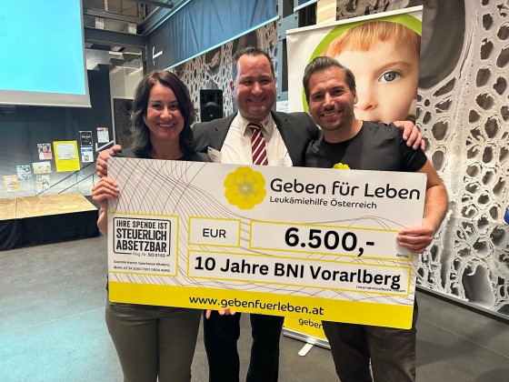 € 6.500 von BNI - Vorarlberg