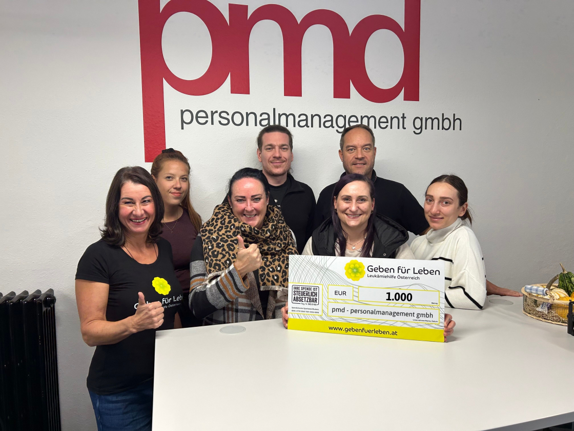 pmd Personalmanagement spendet erneut € 1.000 - Vorarlberg