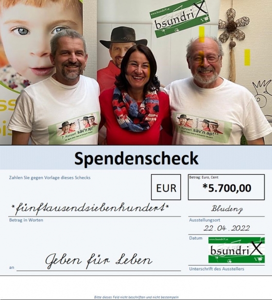€ 5.700,- nach Benefizkonzert von Bsundrix in Bludenz / Vlbg