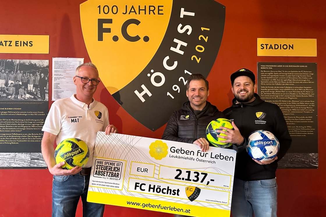 € 2.137 durch Hallenturnier des blum FC Höchst - Vorarlberg